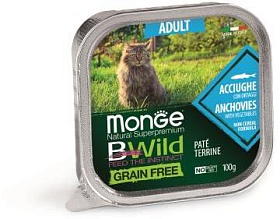 Monge Cat BWild GRAIN FREE из анчоусов с овощами