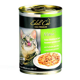 Edel Cat консервы с индейкой и печенью