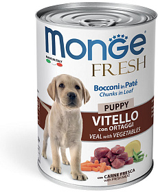 Monge Dog Fresh Puppy Chunks in Loaf Veal