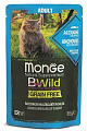 Monge Cat BWild GRAIN FREE из анчоусов с овощами, паучи 