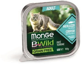 Monge Cat BWild GRAIN FREE из трески с овощами
